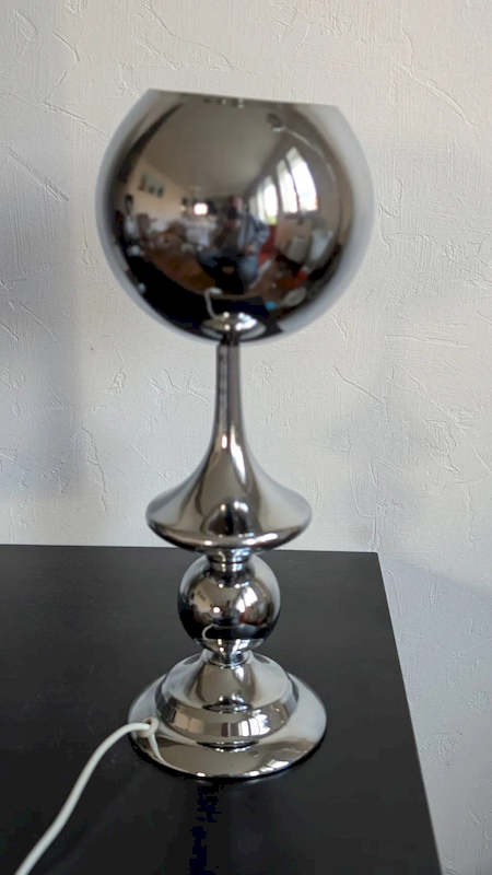 Lampe Spoutnik vintage chrome space age globe oeil de boeuf