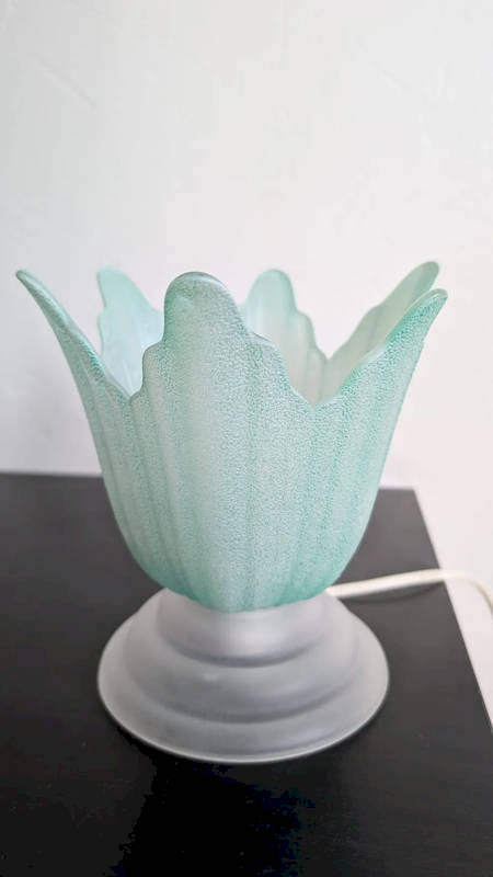 Lampe Tulipe Vintage en Verre Givré Vert d’Eau