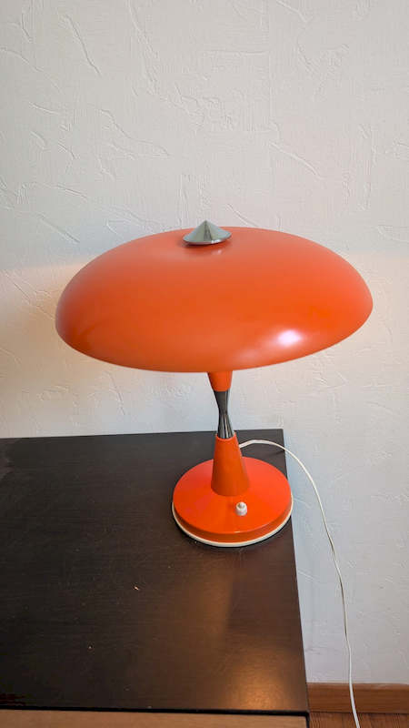 Lampe Mushroom Vintage Orange – Pépite Magistrale en Métal Design Space Age – Image 2