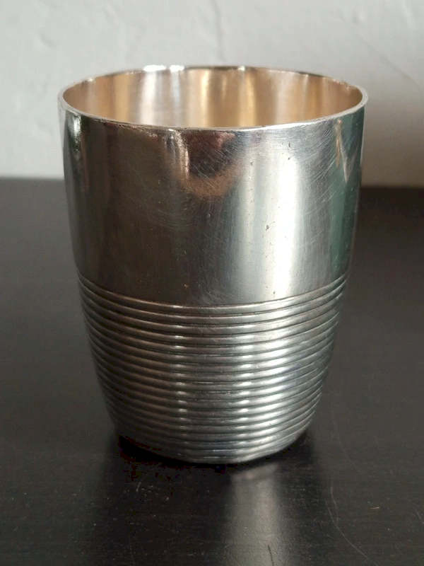 Timbale vintage Christofle metal argente modele anneaux