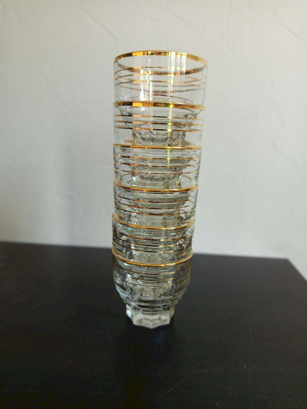Service de verres à porto vintage lot de 6 avec bandes dorées design 60s