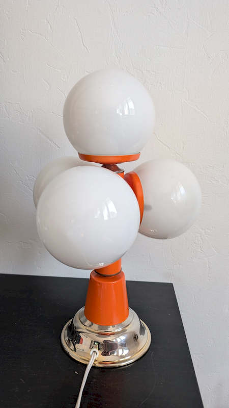 Luminaire vintage Spoutnik Orange 70's 4 Globes |