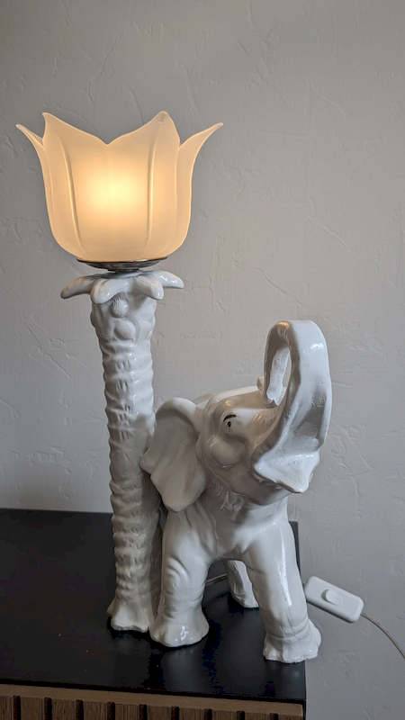 Lampe éléphant vintage "Safari Chic" – Céramique Italienne Majestueuse – Image 6
