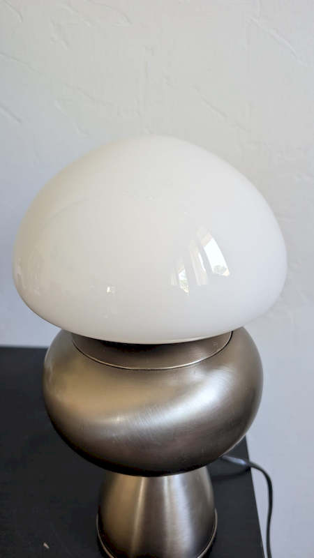 Lampe champignon vintage 70/80 – Pied Métal Satiné & Globe Opalin – Style Intemporel – Image 6