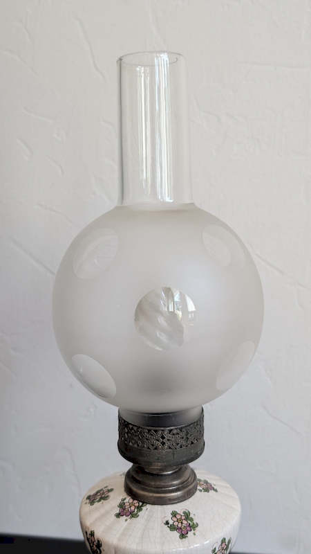 globe en verre dépoli transparent avec cheminée lampe à poser vintage
