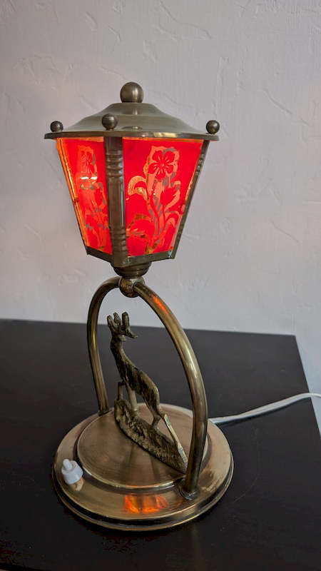 Profil lampe lanterne cerf laiton patiné luminaire vintage