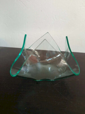 Vide-poche vintage en verre plié design sculptural style Pietro Chiesa