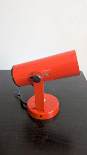 Spot vintage orange inclinable des années 70 avec molette latérale en métal