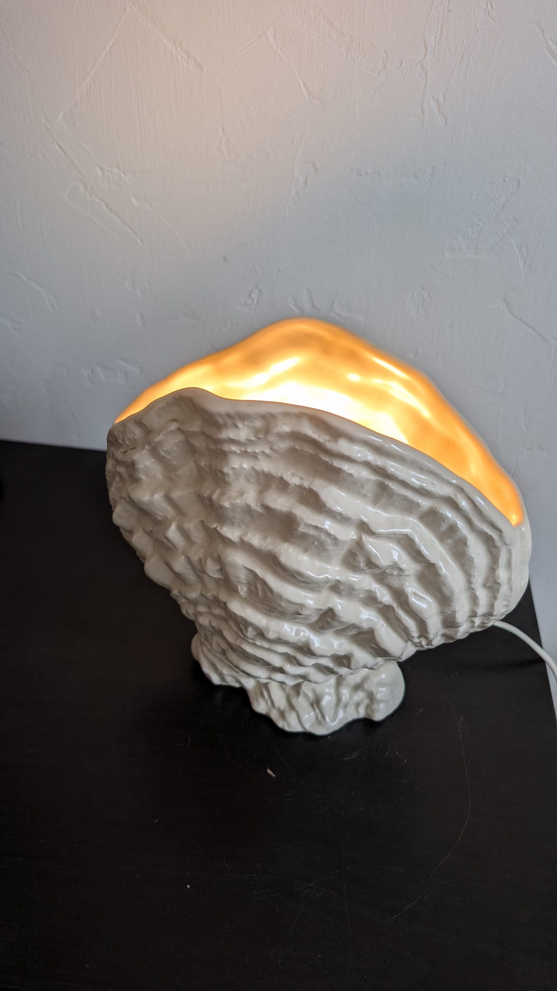 Lampe Coquillage Céramique Bénitier Vintage 50s-60s – Faïence Émaillée – Image 3